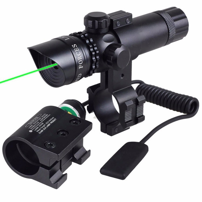 Spínač taktického nastavení Laserový zaměřovač Kompaktní pušková pistole Zelený laserový zaměřovač se 2 držáky Kolejnice pro laserový zaměřovač