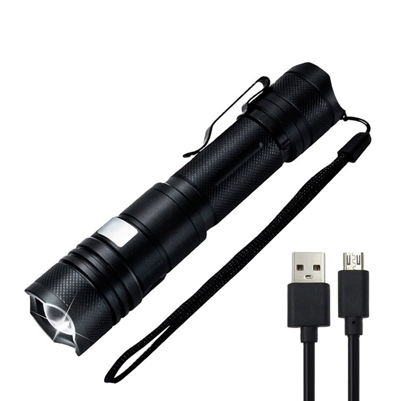 Vodotěsná LED svítilna se zoomem přes USB